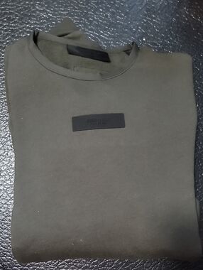 Fear of God Essentials Gray Crewneck Sweatshirt with Black Logo Patch